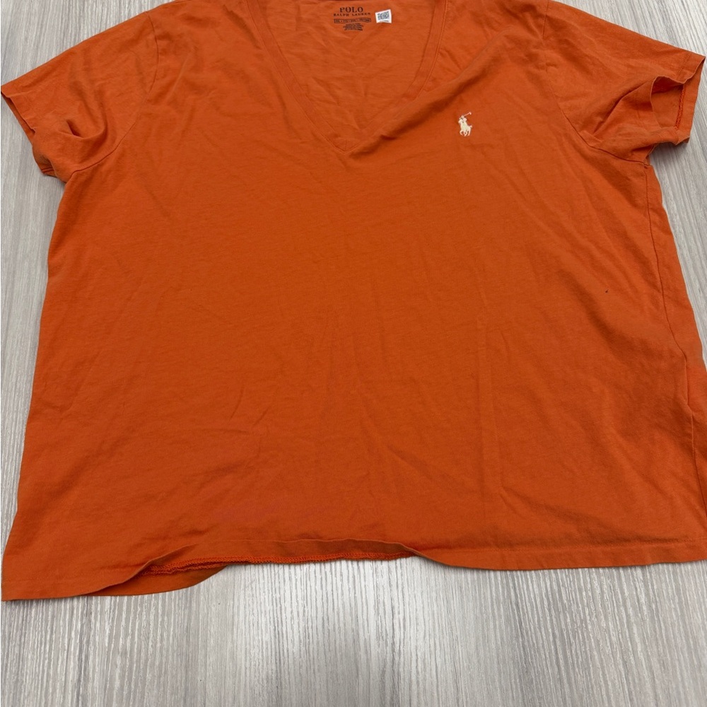 Women’s Polo by Ralph Lauren Orange V-Neck Tee